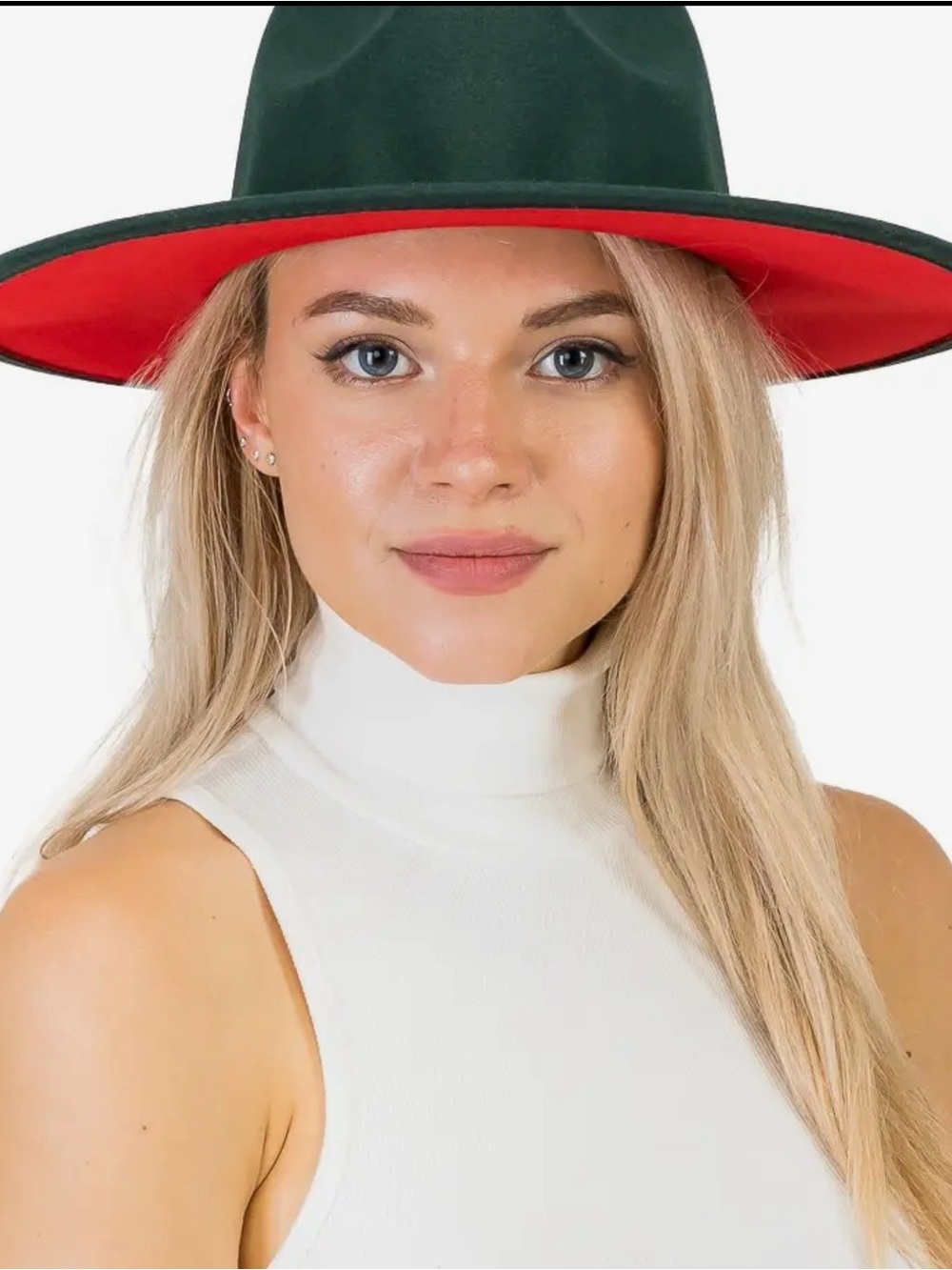 Premium Two Tone Fedora Wide Brim With Belt